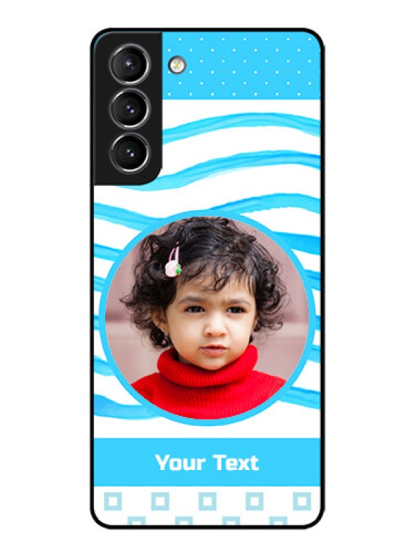 Custom Galaxy S21 Plus Custom Metal Phone Case - Simple Blue Case Design