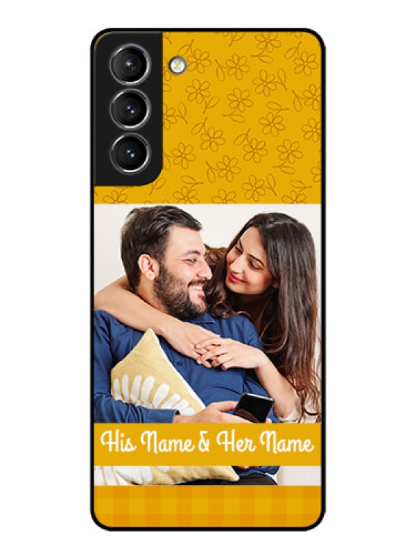 Custom Galaxy S21 Plus Custom Metal Phone Case - Yellow Floral Design