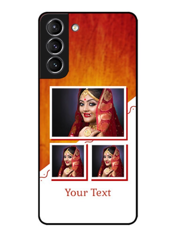 Custom Galaxy S21 Plus Custom Metal Phone Case - Wedding Memories Design