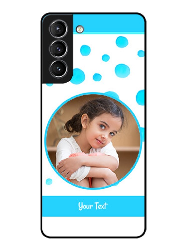 Custom Galaxy S21 Plus Custom Metal Phone Case - Blue Bubbles Pattern Design