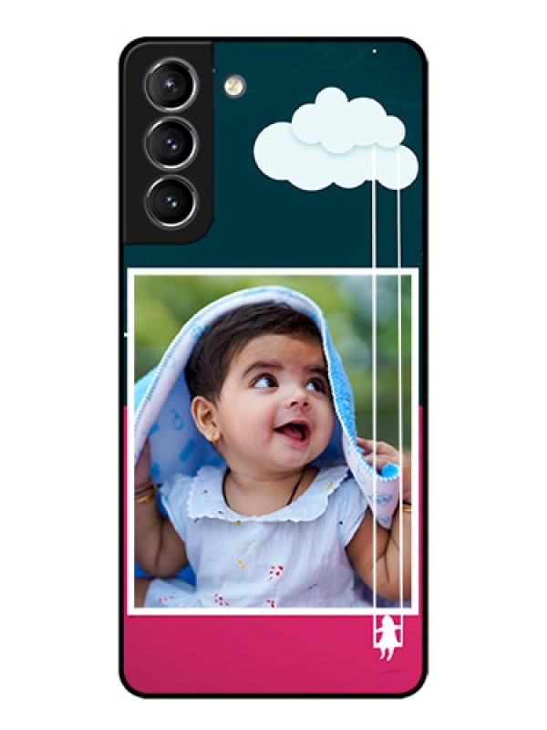 Custom Galaxy S21 Plus Custom Metal Phone Case - Cute Girl With Cloud Design