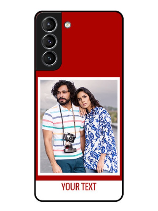 Custom Galaxy S21 Plus Custom Metal Phone Case - Red Color Design