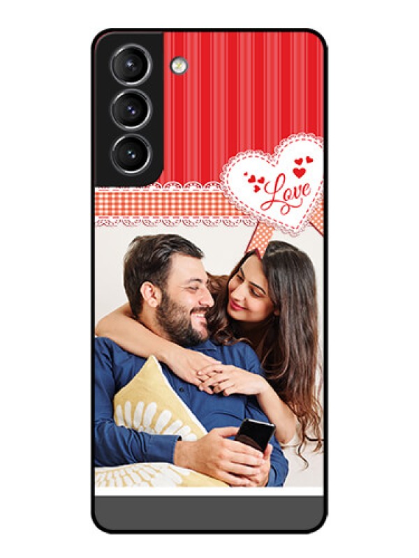 Custom Galaxy S21 Plus Custom Metal Phone Case - Red Love Pattern Design