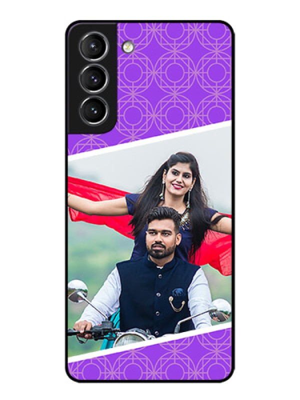 Custom Galaxy S21 Plus Custom Metal Phone Case - Violet Color Pattern Design