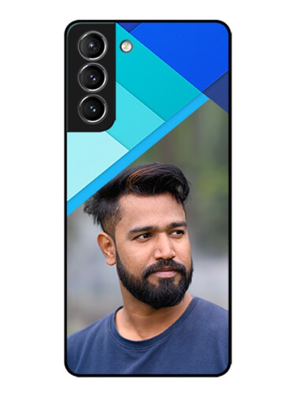 Custom Galaxy S21 Plus Custom Metal Phone Case - Blue Pattern Design