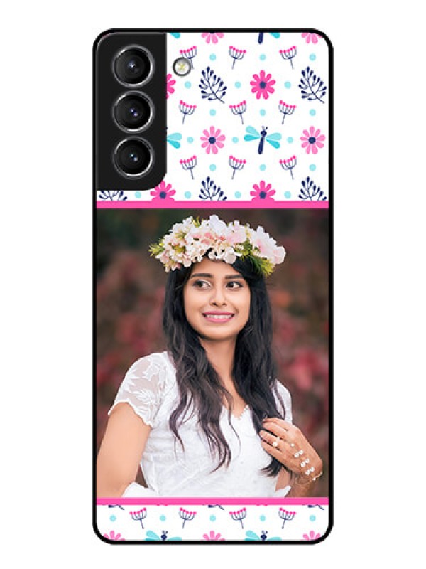 Custom Galaxy S21 Plus Custom Metal Phone Case - Colorful Flower Design
