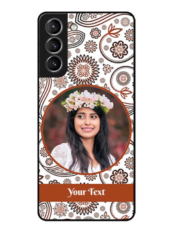Custom Galaxy S21 Plus Custom Metal Phone Case - Abstract Flower Design