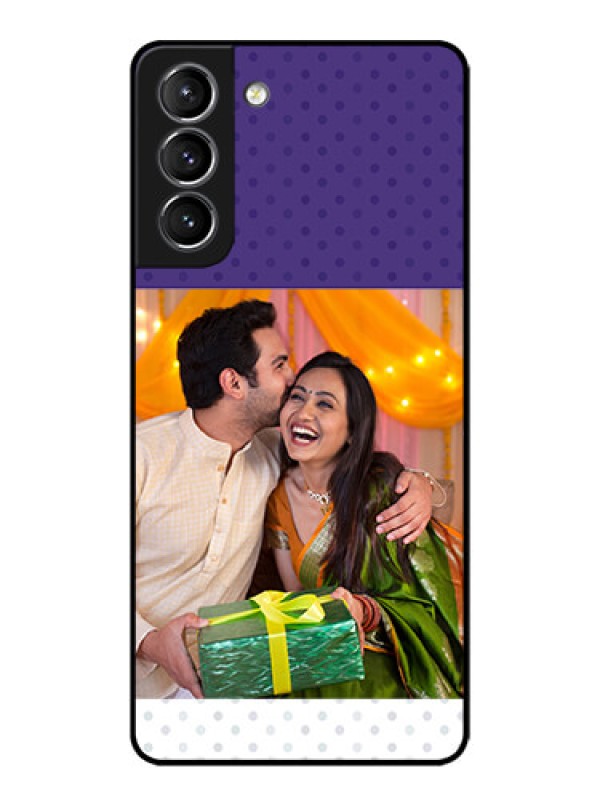 Custom Galaxy S21 Plus Custom Metal Phone Case - Violet Colored Pattern Design
