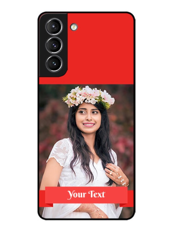 Custom Galaxy S21 Plus Custom Metal Phone Case - Simple Red Color Design