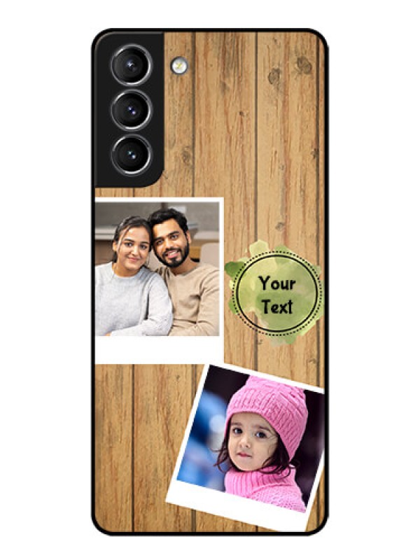 Custom Galaxy S21 Plus Custom Metal Phone Case - Wooden Texture Design