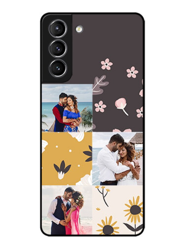 Custom Galaxy S21 Plus Custom Metal Phone Case - 3 Images With Floral Design