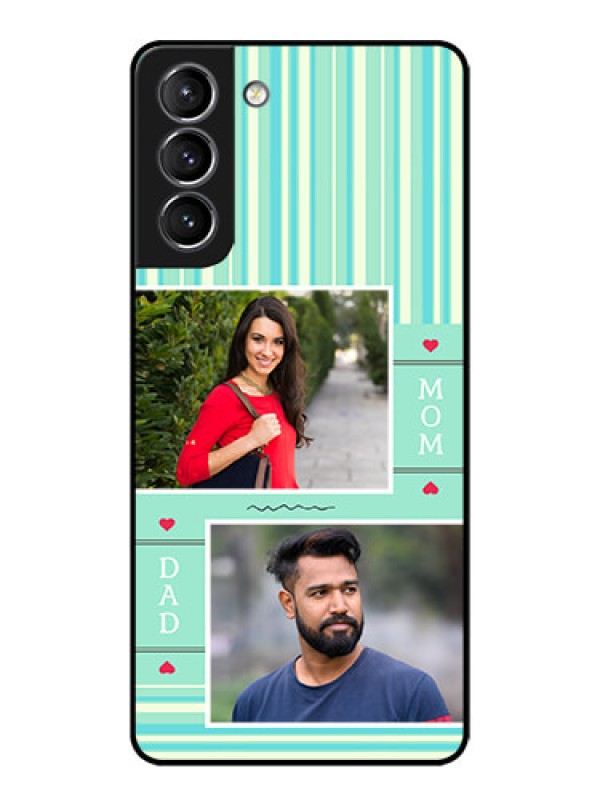 Custom Galaxy S21 Plus Custom Metal Phone Case - Mom and Dad Pic Design