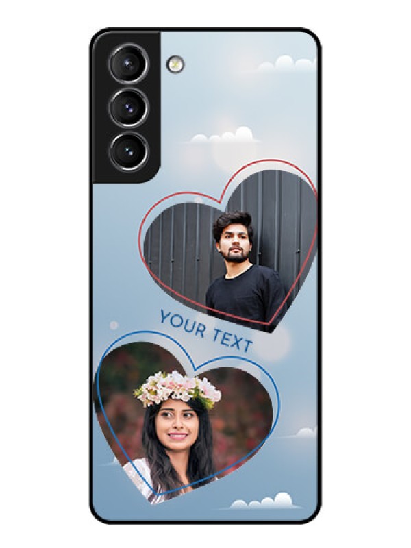 Custom Galaxy S21 Plus Custom Metal Phone Case - Blue Color Couple Design