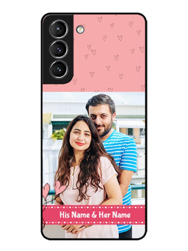 Custom Galaxy S21 Plus Custom Metal Phone Case - Love Design Peach Color