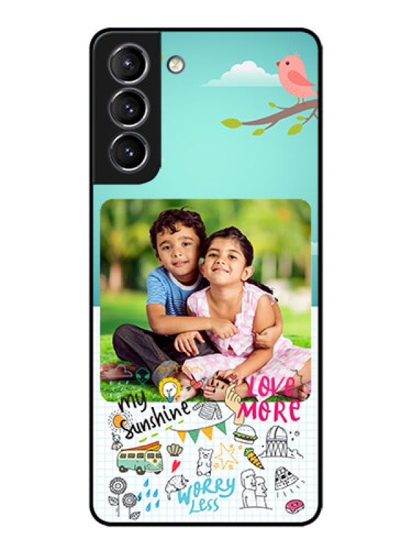 Custom Galaxy S21 Plus Custom Metal Phone Case - Doodle Love Design