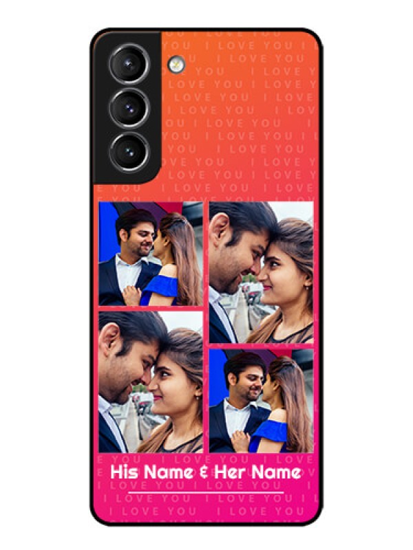Custom Galaxy S21 Plus Custom Metal Phone Case - I Love You Pink Design