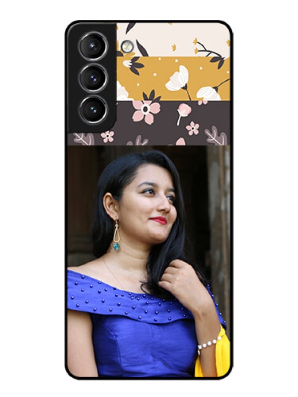 Custom Galaxy S21 Plus Custom Metal Phone Case - Stylish Floral Design