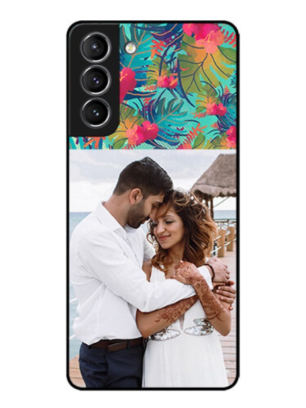 Custom Galaxy S21 Plus Custom Metal Phone Case - Watercolor Floral Design