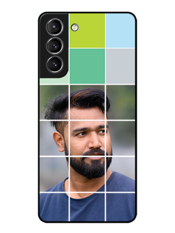 Custom Galaxy S21 Plus Custom Metal Phone Case - With White Box Pattern