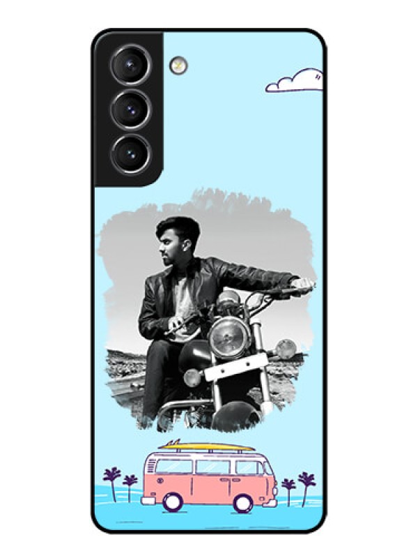 Custom Galaxy S21 Plus Custom Metal Phone Case - Travel and Adventure Design