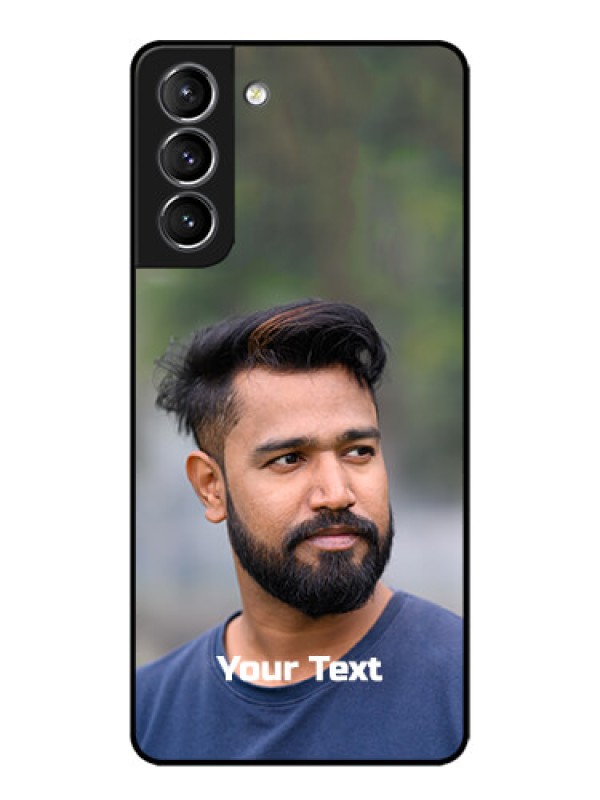 Custom Galaxy S21 Plus Custom Metal Phone Case - Photo With Text Design