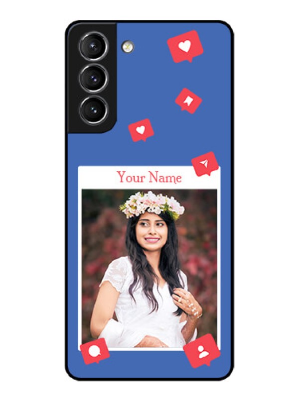 Custom Galaxy S21 Plus Custom Metal Phone Case - Like Share And Comment Design