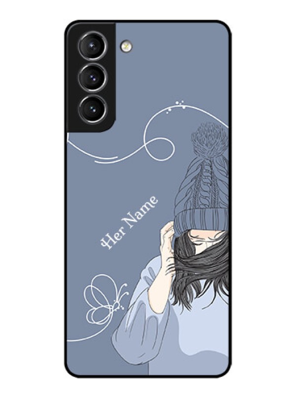 Custom Galaxy S21 Plus Custom Metal Phone Case - Girl In Winter Outfit Design