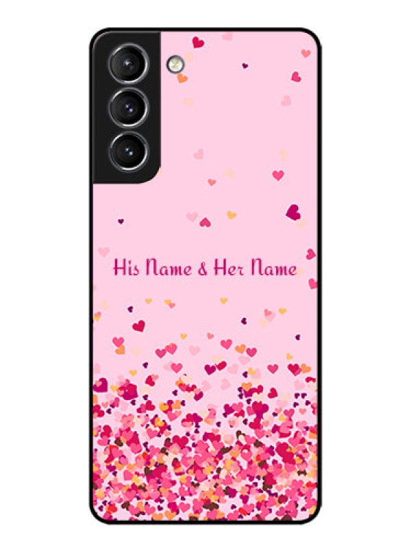 Custom Galaxy S21 Plus Custom Metal Phone Case - Floating Hearts Design