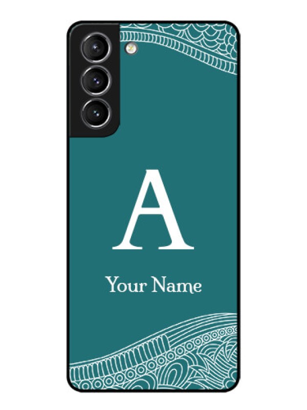 Custom Galaxy S21 Plus Custom Metal Phone Case - Line Art Pattern With Custom Name Design