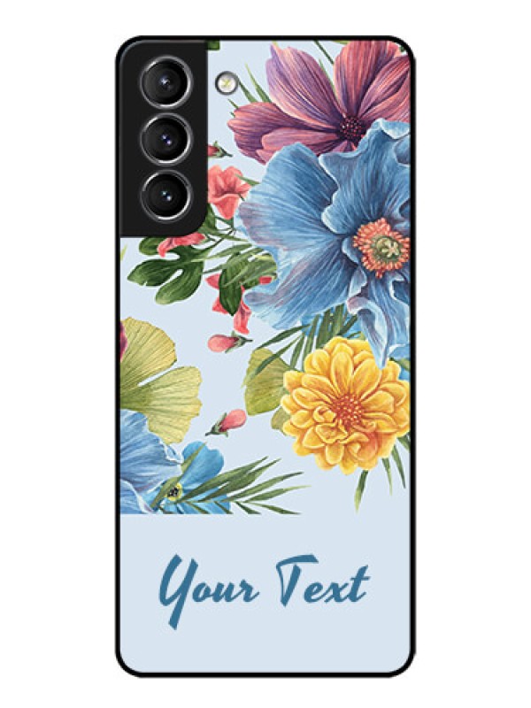 Custom Galaxy S21 Plus Custom Metal Phone Case - Stunning Watercolored Flowers Painting Design