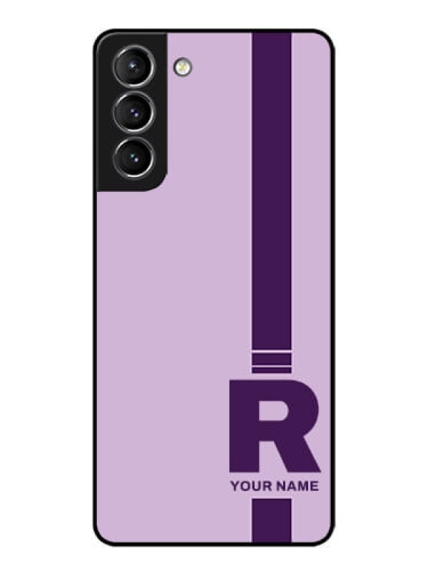 Custom Galaxy S21 Plus Custom Metal Phone Case - Simple Dual Tone Stripe With Name Design