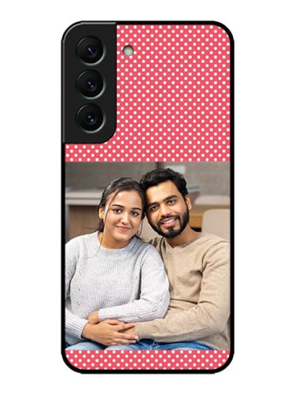 Custom Galaxy S22 5G Custom Metal Phone CaseWhite Dotted Design