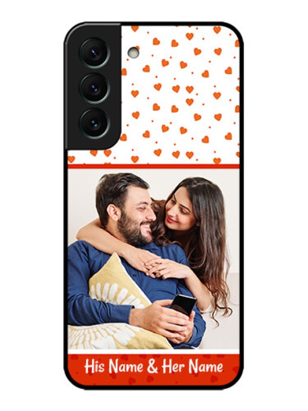 Custom Galaxy S22 5G Custom Metal Phone CaseOrange Love Symbol Design