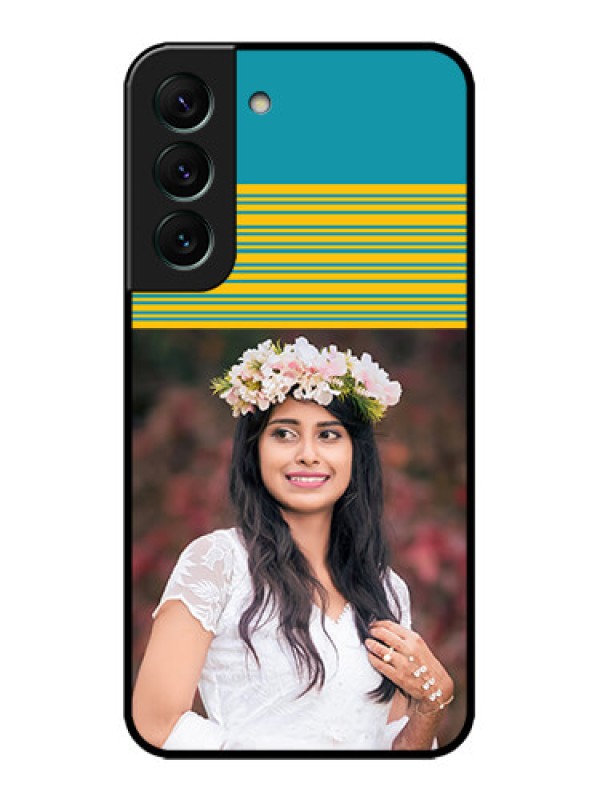 Custom Galaxy S22 5G Custom Metal Phone CaseYellow and Blue Design