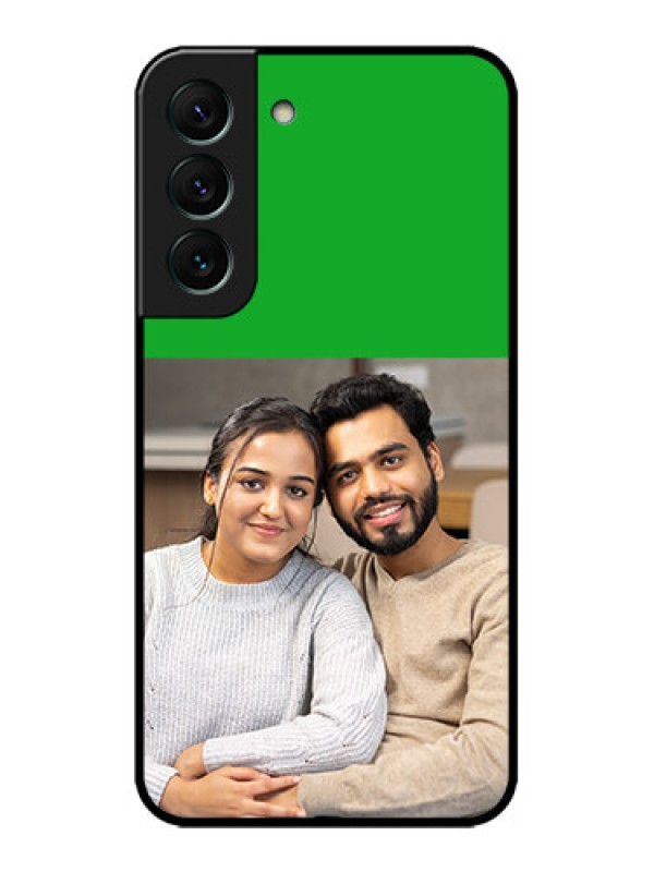 Custom Galaxy S22 5G Custom Metal Phone CaseGreen Pattern Design