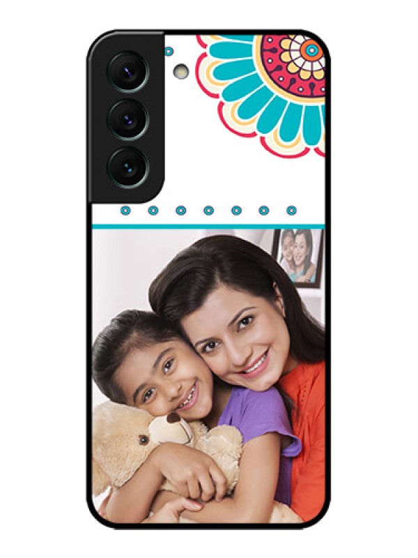 Custom Galaxy S22 5G Custom Metal Phone CaseFlower Design