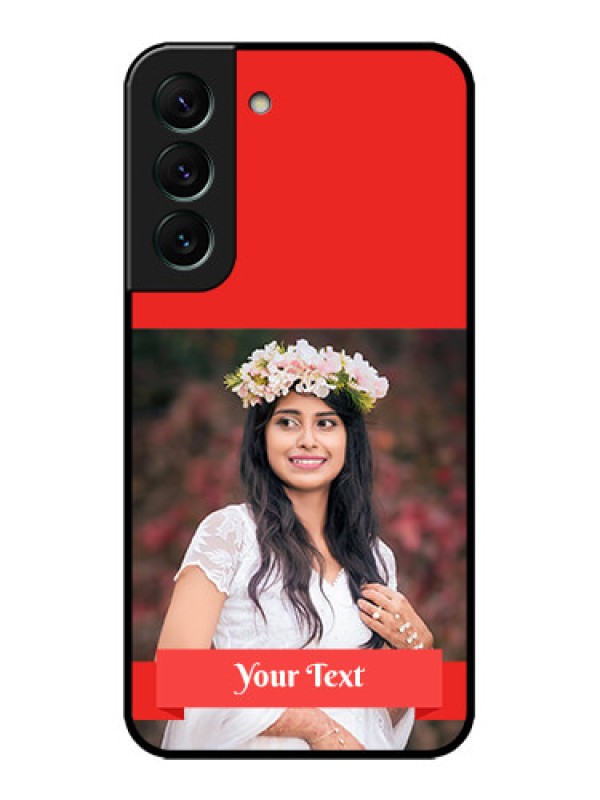 Custom Galaxy S22 5G Custom Metal Phone CaseSimple Red Color Design