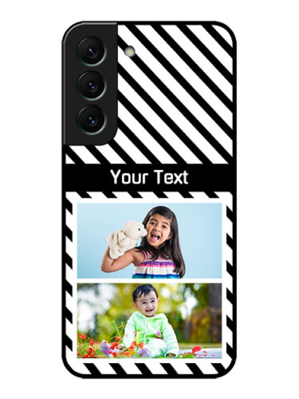 Custom Galaxy S22 5G Custom Metal Phone CaseBlack And White Stripes Design