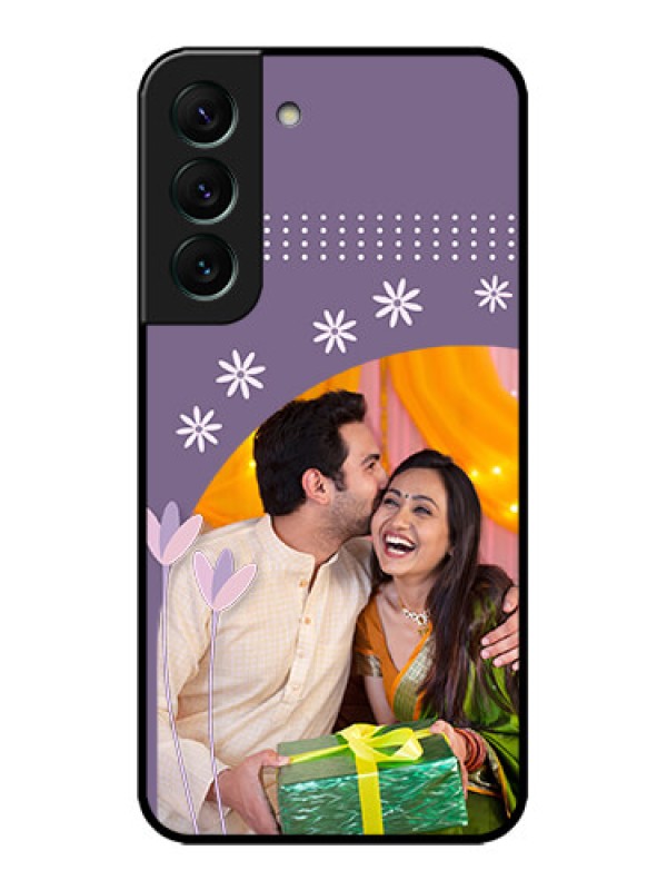 Custom Galaxy S22 5G Custom Metal Phone CaseLavender Flowers Design