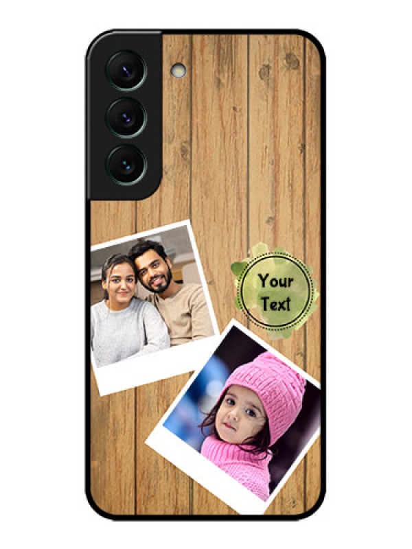 Custom Galaxy S22 5G Custom Metal Phone CaseWooden Texture Design