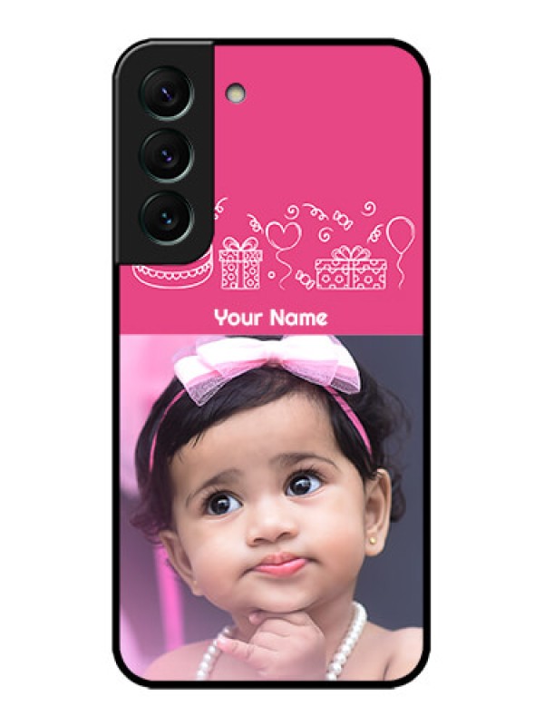 Custom Galaxy S22 5G Custom Metal Phone CaseWith Birthday Line Art Design
