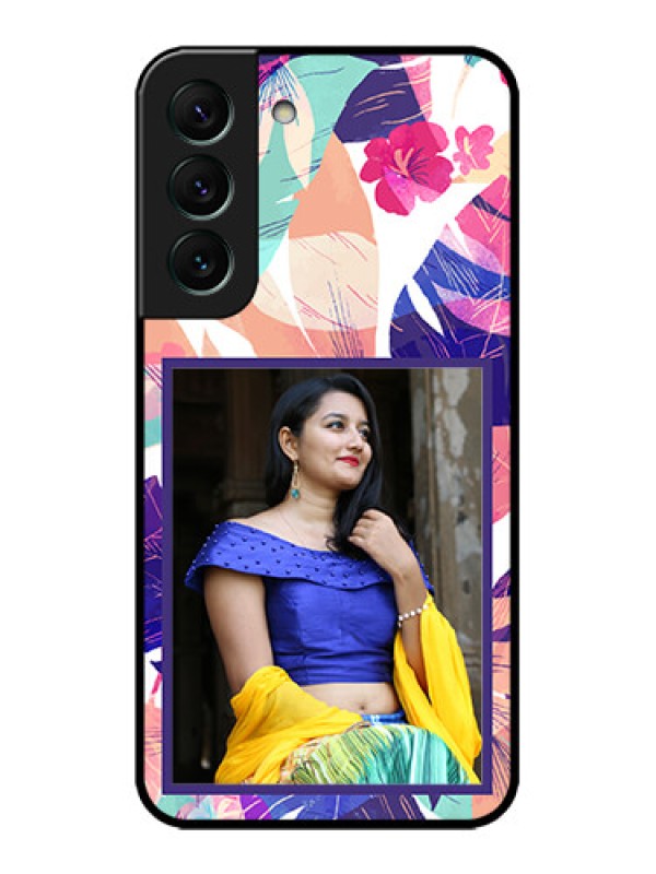 Custom Galaxy S22 5G Custom Metal Phone CaseAbstract Floral Design