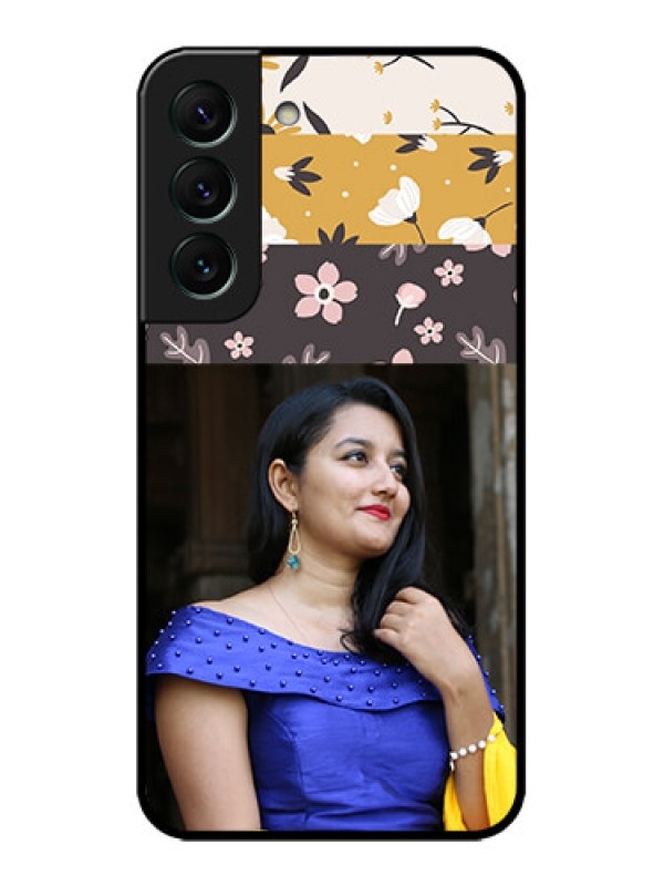 Custom Galaxy S22 5G Custom Metal Phone CaseStylish Floral Design