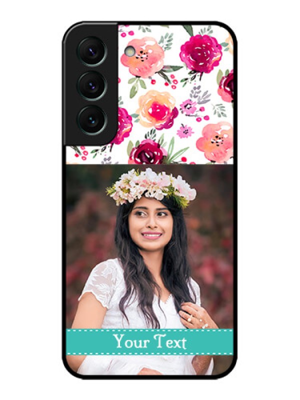 Custom Galaxy S22 5G Custom Metal Phone CaseWater Colors Floral Design