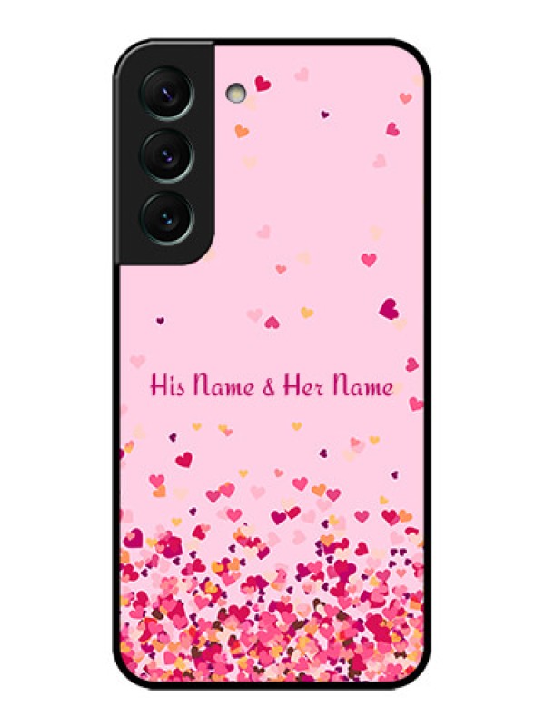 Custom Galaxy S22 5G Custom Metal Phone CaseFloating Hearts Design