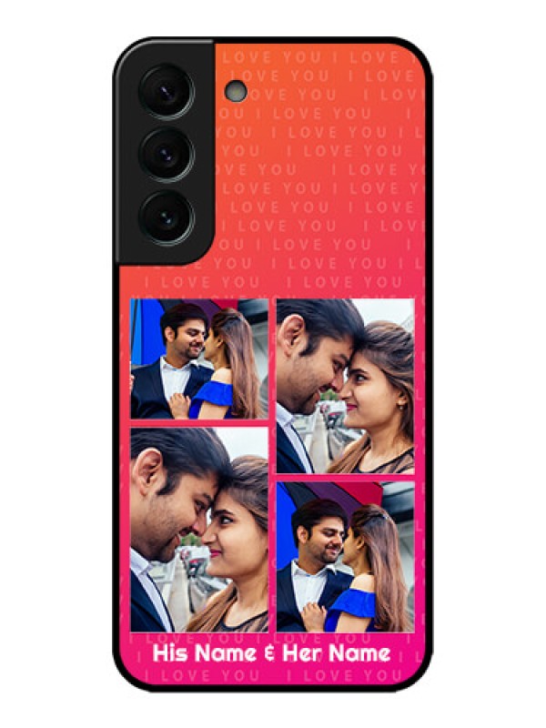 Custom Galaxy S22 Plus 5G Custom Metal Phone CaseI Love You Pink Design