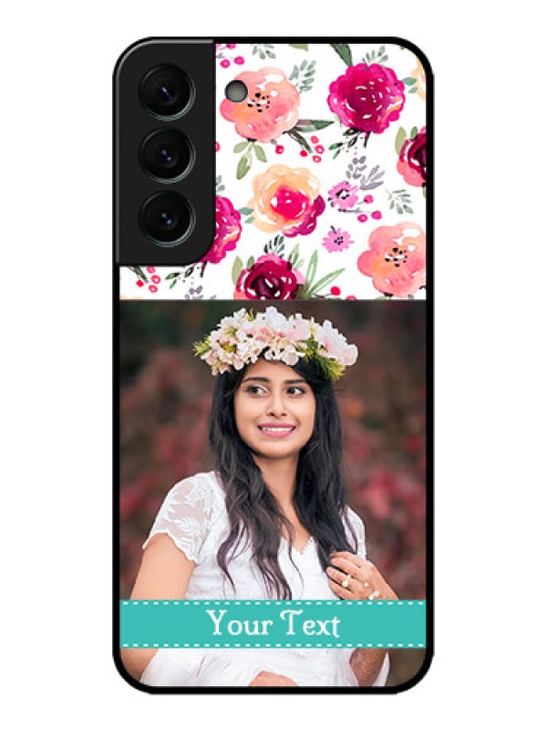 Custom Galaxy S22 Plus 5G Custom Metal Phone CaseWater Colors Floral Design
