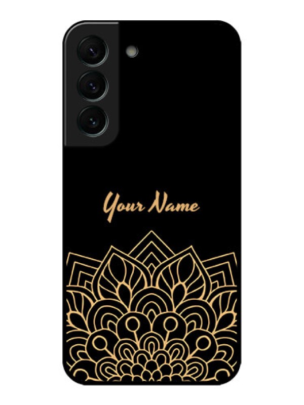 Custom Galaxy S22 Plus 5G Custom Metal Phone CaseGolden Mandala Design