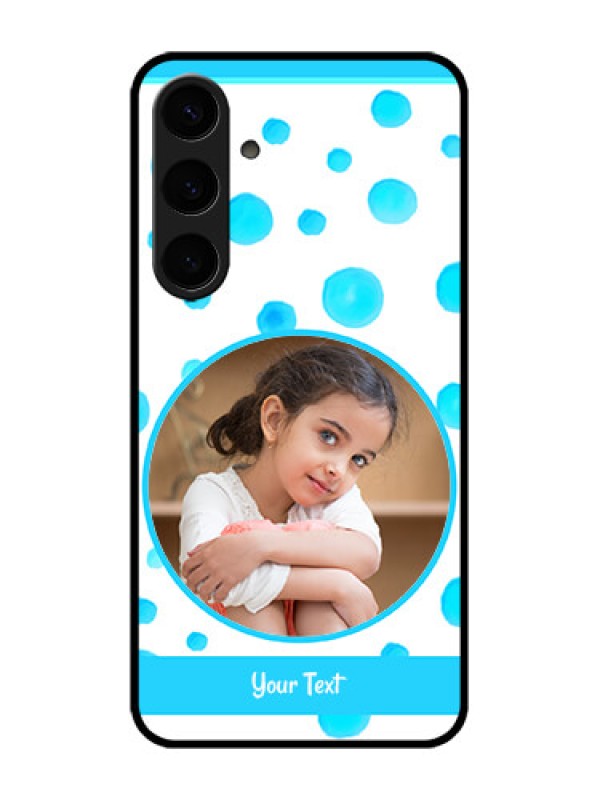 Custom Galaxy S24 Plus 5G Custom Metal Phone CaseBlue Bubbles Pattern Design