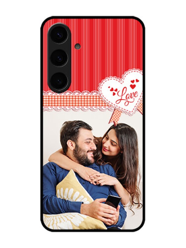 Custom Galaxy S24 Plus 5G Custom Metal Phone CaseRed Love Pattern Design